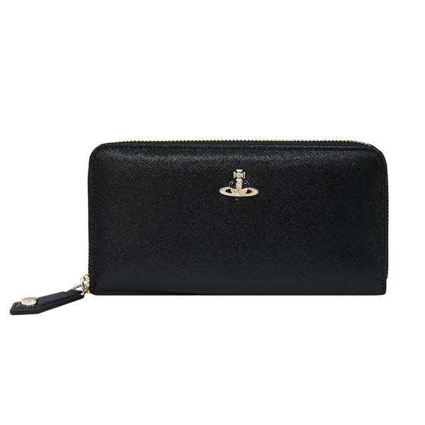Vivienne Westwood ヴィヴィアン・ウエストウッド ラウンドファスナー長財布 DIAMANTE イタリー製 CLASSIC ZIP ROUND WALLET 51050023-L0040 N401 BLACK/GOLD PLATING