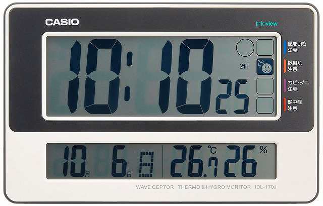 CASIO CLOCK カシオ クロック デジタル生活環境お知らせ電波置き掛け兼用時計 日付表示 温・湿度表示付 IDL-170J-7JFの通販はau  PAY マーケット - 銀座 紗古夢堂 | au PAY マーケット－通販サイト