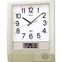 SEIKO CLOCK セイコー クロック 電波掛け時計 PT201S 電波 アナログ プログラム機能 カレンダー液晶表示 銀色メタリック PT201S [4517228020513-PT201S]_1