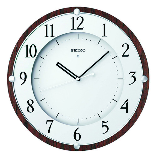 SEIKO CLOCK セイコー クロック 時計 電波掛時計 木枠(MDFウォルナットつき板貼り・茶木地塗装) KX373B_1