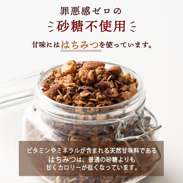 ＼ セール ／ 砂糖不使用 濃厚チョコ掛けグラノーラ 3kg(300g×10袋) 訳あり プチギフト 小麦不使用 はちみつ使用 朝食 ダイエット 間食 ノンシュガー シュガーレス シリアル オートミール ロールドオーツ くるみ アーモンド_7