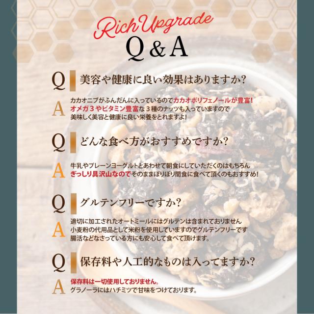 ＼ セール ／ 砂糖不使用 贅沢リッチグラノーラ 3kg(300g×10袋) 朝食 ダイエット 間食 保存料着色料0 グルテンフリー チョコグラノーラ カカオ ココア 米粉 はちみつ ナッツ ベリー オレンジピール_9