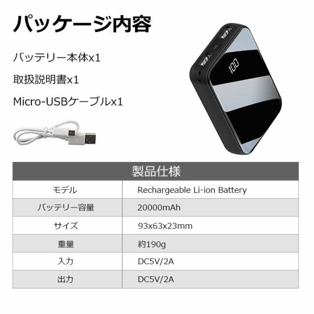 モバイルバッテリー 20000mah 大容量 モバイルバッテリー 軽量 小型