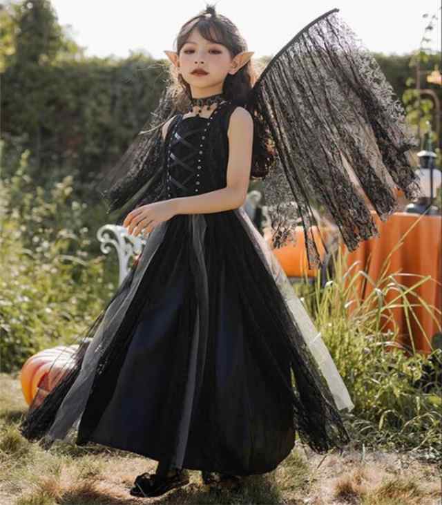 ハロウィン コスプレ 子供 黒 エンジェル 悪魔 仮装 衣装 子供 可愛い ...