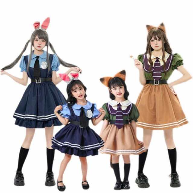 ハロウィン コスプレ かわいいウサギ警察ワンピースセット キツネワンピースセット