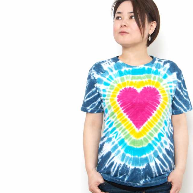 タイダイ Tシャツ ハート レインボー Edm ファッション ネオンカラー