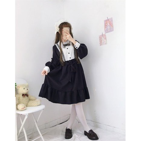 ワンピース レディース ロリータ ドレス 長袖 膝丈 ゴスロリ ドレス 黒 服 ロリータファッション Lolita メイド服 コスプレ二点送料無料の通販はau Pay マーケット Grandir