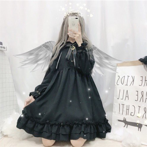 ゴスロリ ロリータファッション ワンピース 黒 ドレス ロリィタ 半袖 長袖 膝丈 Lolita コスプレ 魔女 ゆめかわいい 可愛い フリル リボの通販はau Pay マーケット Grandir