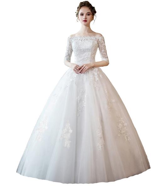 ロングウェディングドレス 刺繍レースロングフリルドレス お姫系高級ウエディングドレス 披露宴パーティー二次会フォマールドレス 二枚送の通販はau Pay マーケット Grandir