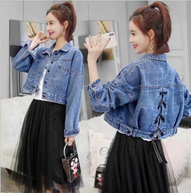 デニムジャケットレディース 春物ｇジャン長袖ジャケット ショート丈 デニムピーコート背が高く見せる二枚送料無料の通販はau Pay マーケット Grandir