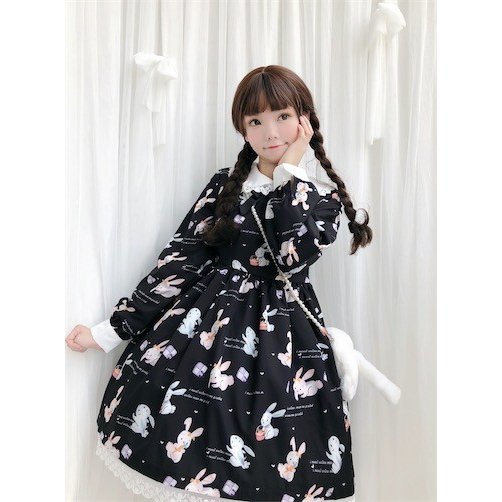 ゴスロリ ワンピース 兎プリント ドレス ロリィタ 半袖 長袖 膝丈 Lolita ロリータファッション コスプレ 魔女 仮装 変装二点送料無料の通販はau Pay マーケット Grandir