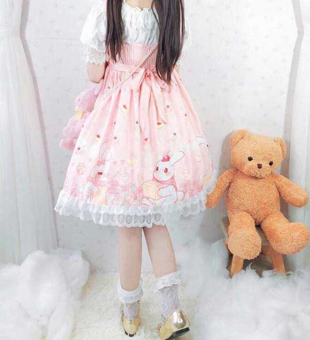 ロリータワンピース キャミソール 可愛い 兎のパターン 姉妹ペアルックドレス お友達お揃い衣装 Lolita コスプレ 変身変装 イベント 学の通販はau Pay マーケット Grandir