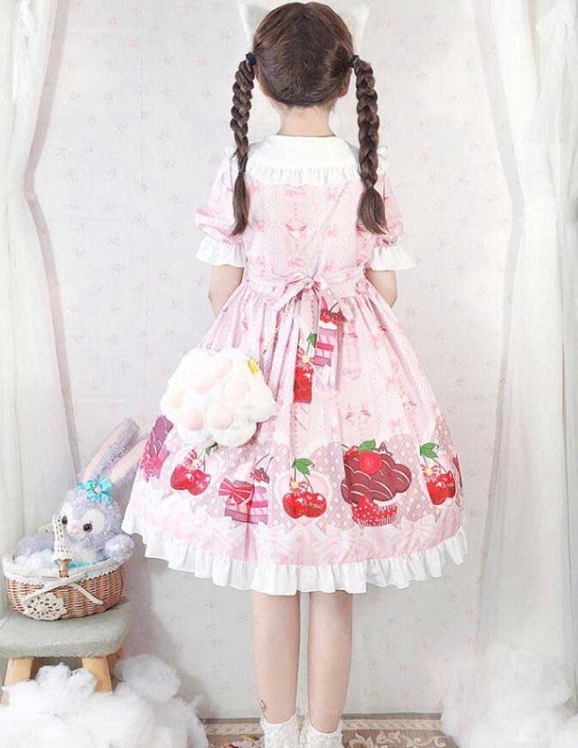 ロリータワンピース 半袖ドレス ロリータ服 スカラップ 可愛い 苺のパターン 姉妹ペアルックドレス お友達お揃い衣装 プレゼント 変身変の通販はau Pay マーケット Grandir