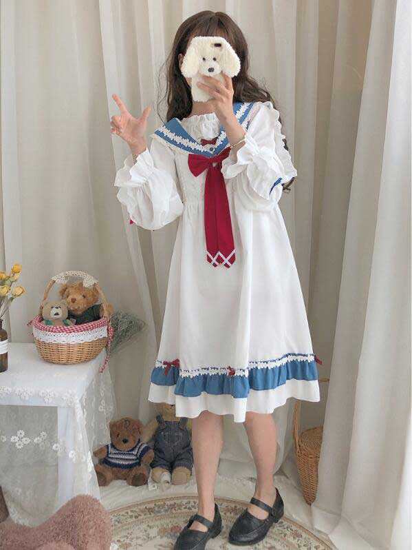 ロリータメイドキャミワンピ ゴスロリワンピース セーラー服 森ガール