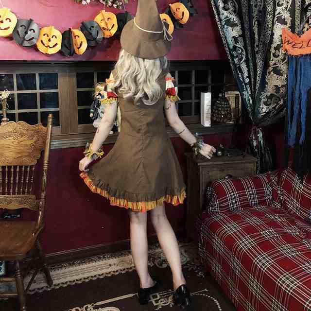 ハロウィン コスプレ パーティードレス ワンピース ミニドレス 半袖 V