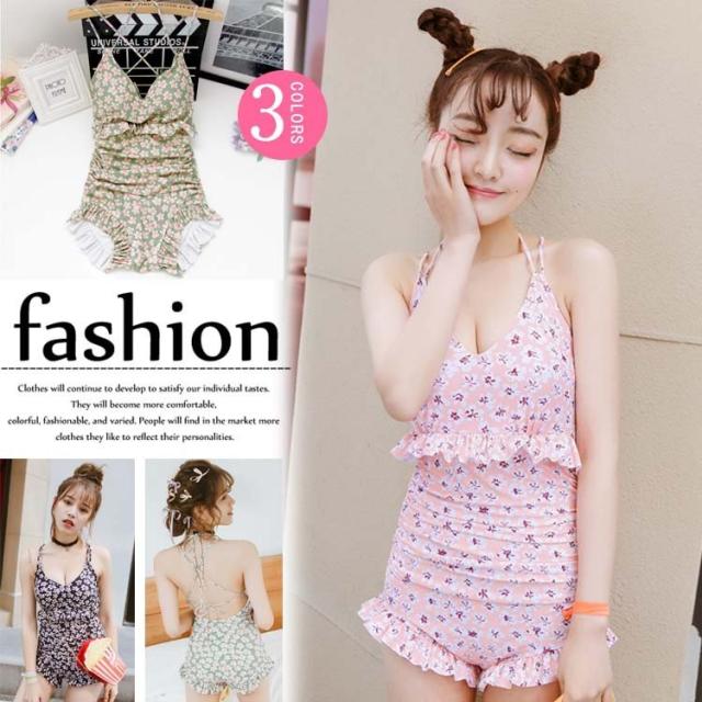 送料無料 水着 ワンピース オールインワン 花柄 フリル 体型カバー スウィムウェア 海水浴 レディースの通販はau Pay マーケット Sasakishop