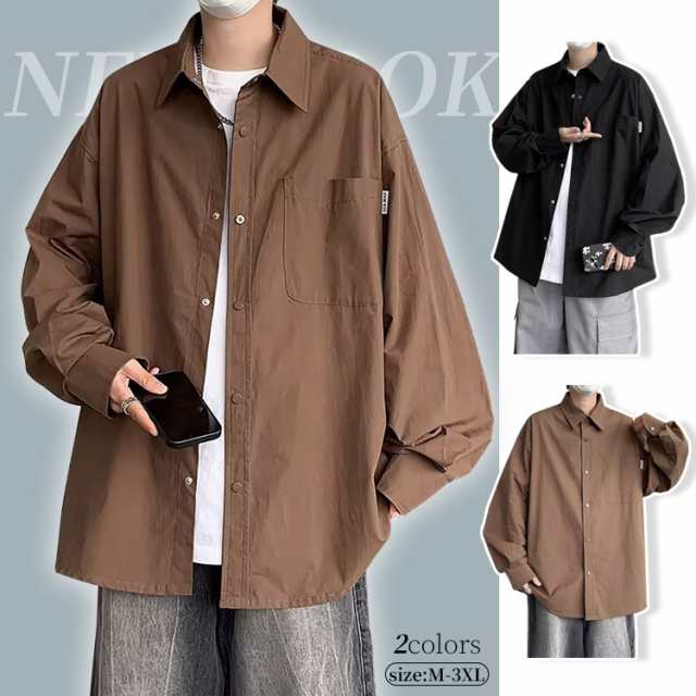 ロングシャツ 長袖シャツ ビッグシルエット メンズシャツ ジャケット