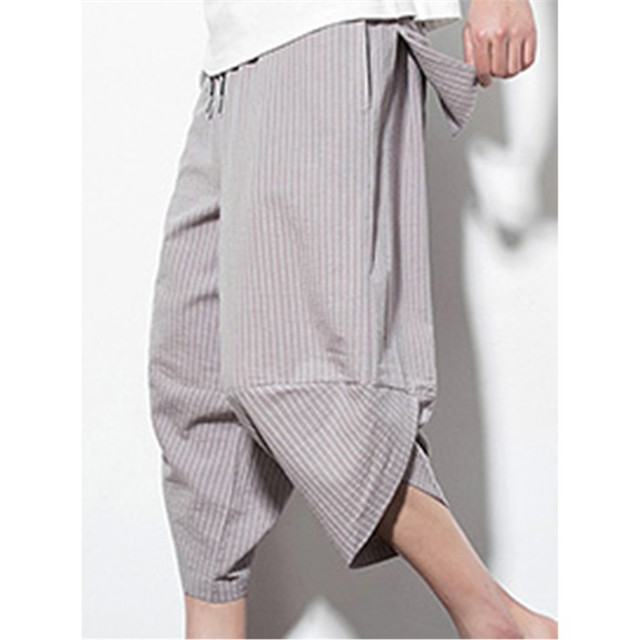 綿麻 パンツ クロップドパンツ リネンパンツ サルエルパンツ