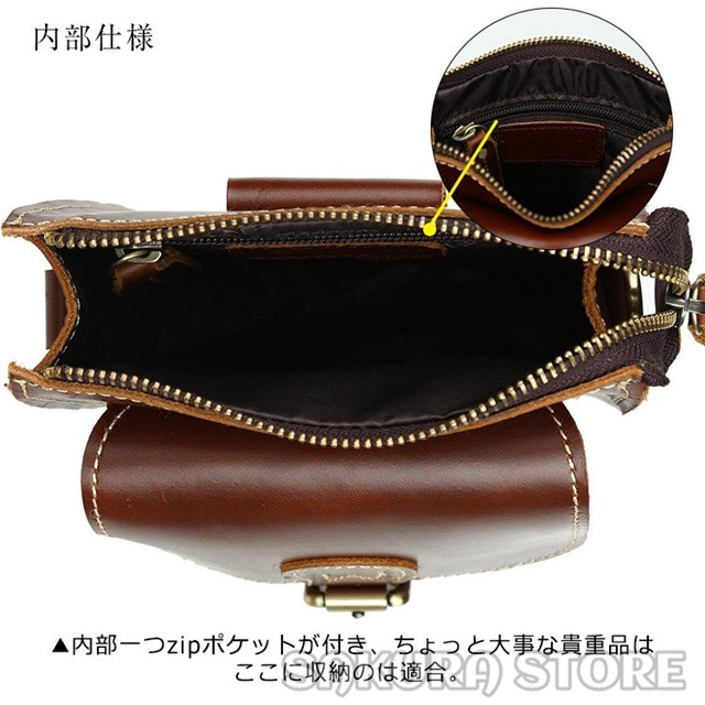 小さめ 2WAY 本革 牛革 メンズ ミニショルダーバッグ ウエストバッグ