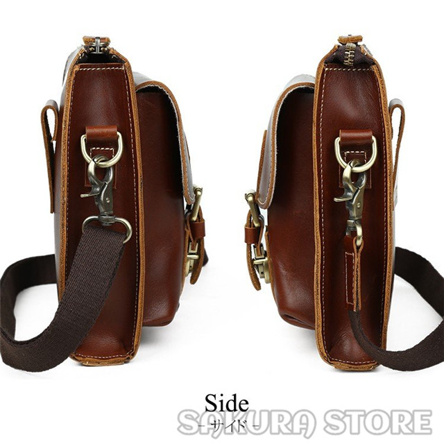 小さめ 2WAY 本革 牛革 メンズ ミニショルダーバッグ ウエストバッグ