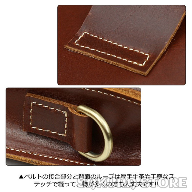 小さめ 2WAY 本革 牛革 メンズ ミニショルダーバッグ ウエストバッグ