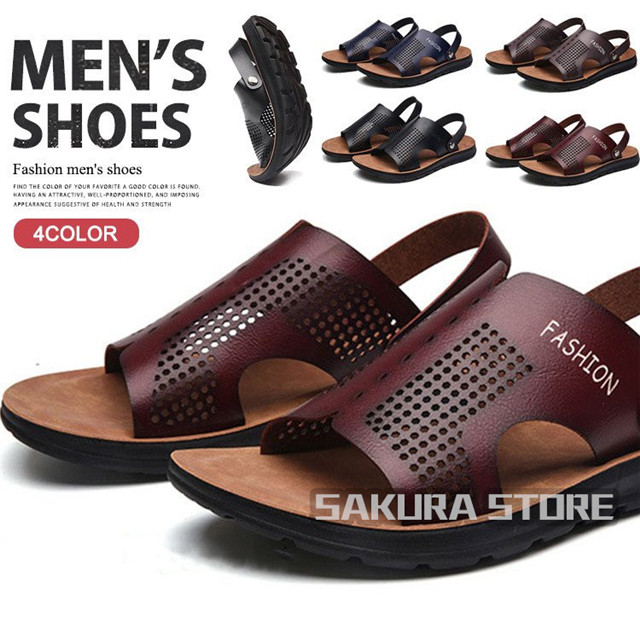 サボサンダル メンズ 革サンダル ストラップ サンダル 2WAY コンフォート PUレザー ビーチ 海 ルームの通販は