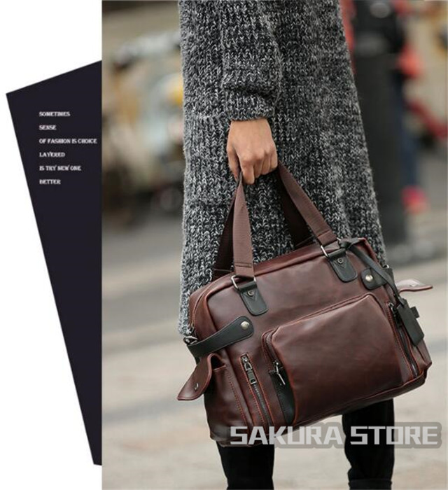 トートバッグ ボストンバッグ メンズ ビジネスバッグ 復古風 上質厚手PU 2WAY ショルダー付き 大きめ 出張 通勤 4日3泊 14PC A4収納可 トートバッグ ボストンバッグ メンズ ビジネスバッグ 復古風 上質厚手
