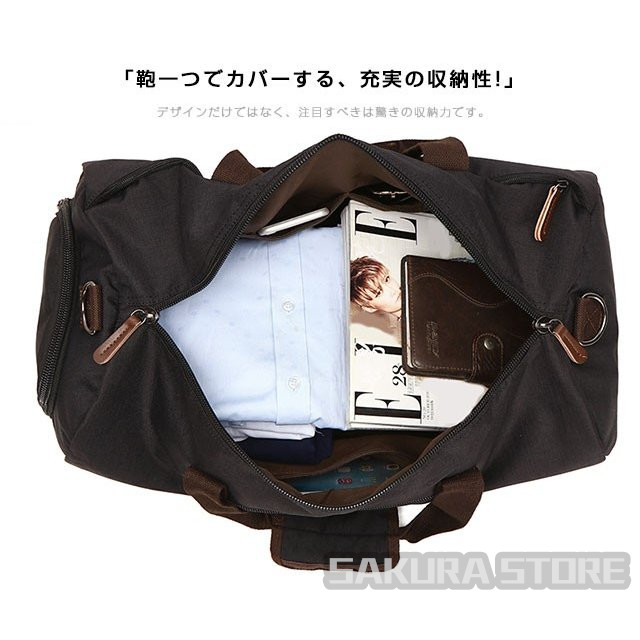 ボストンバッグ 上質防水ポリエステル メンズ レディース 男女兼用 トートバッグ 出張 旅行鞄 修学旅行 PC収納 A4書類鞄 3泊 6色選の通販は