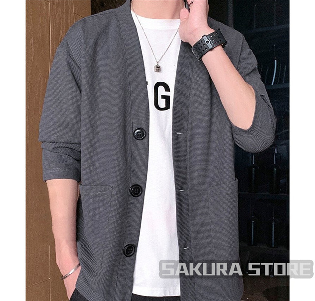 1490円OFFクーポン有！】カーディガン メンズ ワッフル編み 長袖 