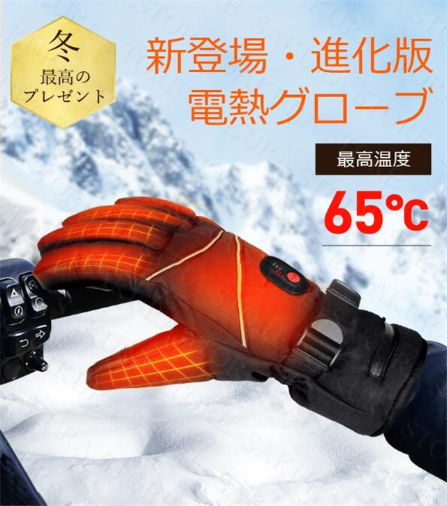 電熱グローブ 電熱手袋 5000mAhバッテリー付き 3段階温度調節 電熱グローブ 電熱手袋 5000mAhバッテリー付き バイク用 スマホ操作