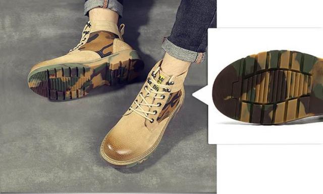 迷彩柄ワークブーツ メンズ キャメルブーツ カジュアル シューズ 靴