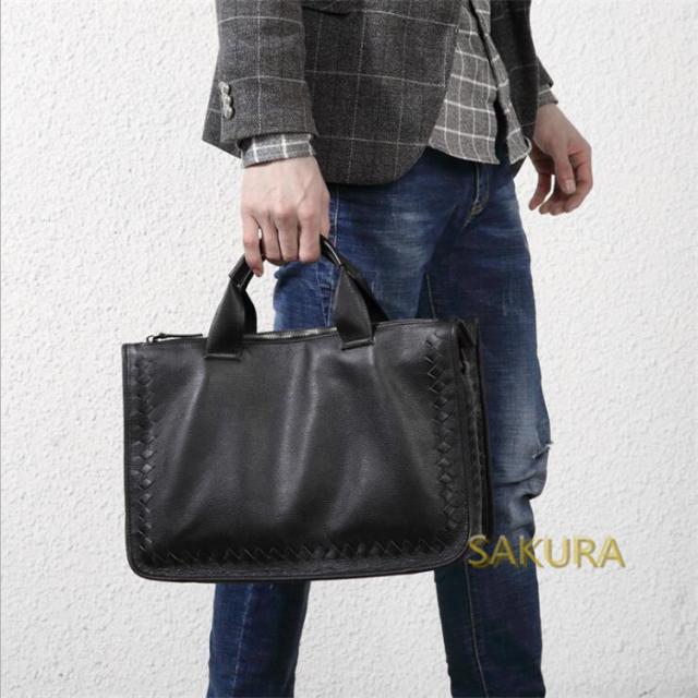 送料無料★100%上層牛革手編みショルダーバッグ メンズ ビジネスバッグ レザー 手提げ 斜め掛け 通学 通勤 耐摩設計 紳士 ブラック ブラウン 2way