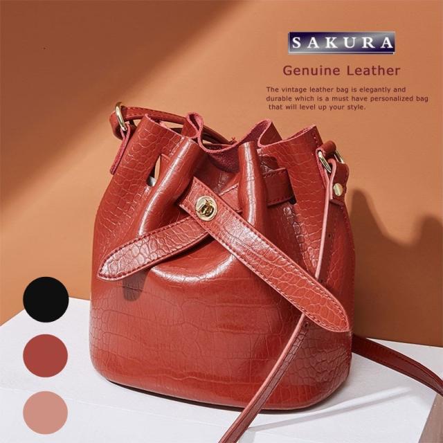 ショルダーバッグ 斜め掛けバッグ バケツバッグ レディース ミニ 牛革 本革 レザー レザーバッグ 肩掛け クロコ型押し オシャレ バッグ オリジナル 無地の通販は 4,846円