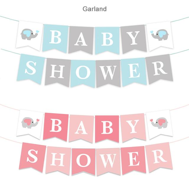 Baby Shower バナー ガーランド 壁飾り 装飾 べビーシャワー デコレーション 飾り フラッグガーランド 可愛い ゾウ ブルー