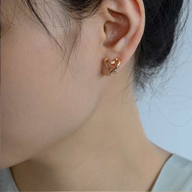 gold heart earring ゴールド ハート クリップ イヤリング - イヤリング