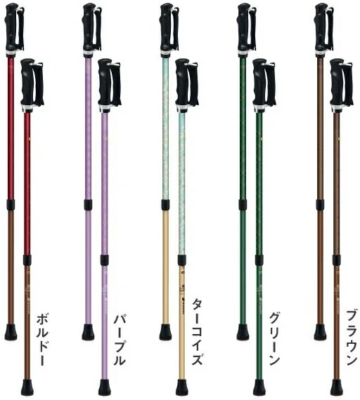 ウォーキングポール シナノ もっと安心2本杖 ノルディック ウォーキングポール  高齢者 ステッキ 長さ調節可能 滑りにくい 杖先ゴム ウォーキング用 足 歩行サポート トレーニング 健康器具 猫背矯正 転倒予防