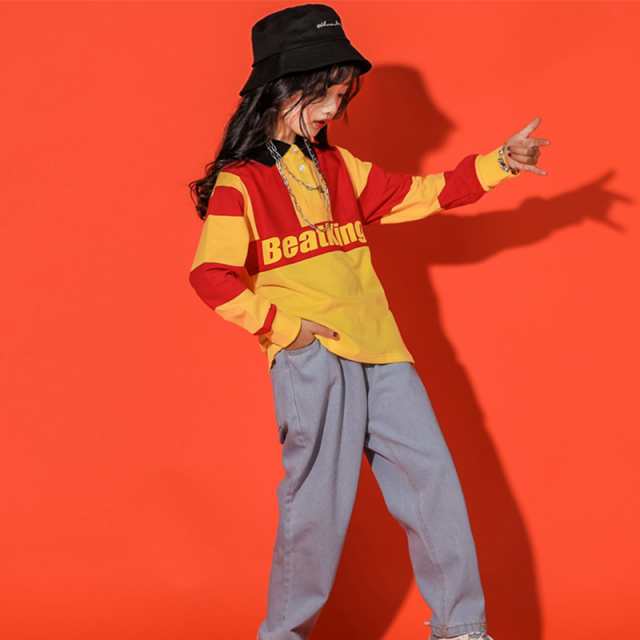 キッズダンス衣装 ヒップホップ Hiphop 女の子 ダンストッ長袖 デニムパンツ ジュニア ジャズダンス 発表会 練習着 体操服の通販はau Pay マーケット フジモトショップ