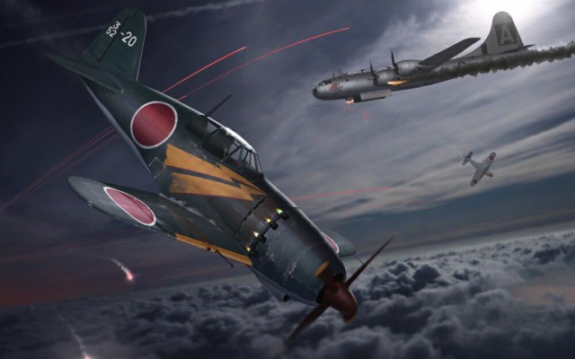 絵画風 壁紙ポスター 局地戦闘機 雷電 J2m3 Raiden B29迎撃 海軍 Jzrf