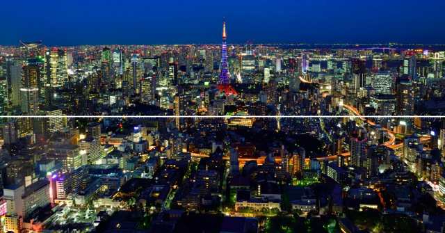 特大上下2枚仕様】東京タワーを一望 夜景 パノラマX版×上下2枚-