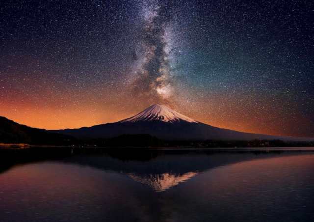 開店祝い 絵画風 壁紙ポスター 夜の逆さ富士と天の川銀河 富士山 星空 天体 瞑想 神秘的 開運 パワースポット 扉なし窓仕様 Fjs 044na1 A1版 人気絶頂 Alimamiy Ru