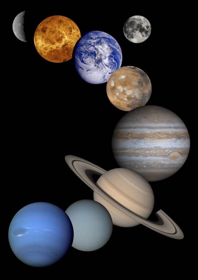 絵画風 壁紙ポスター 太陽系の惑星 水星 金星 地球 月 宇宙 天体 神秘