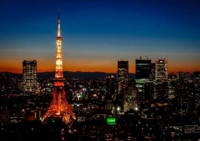 絵画風 壁紙ポスター 東京タワー 夜景 東京オリンピック キャラクロ