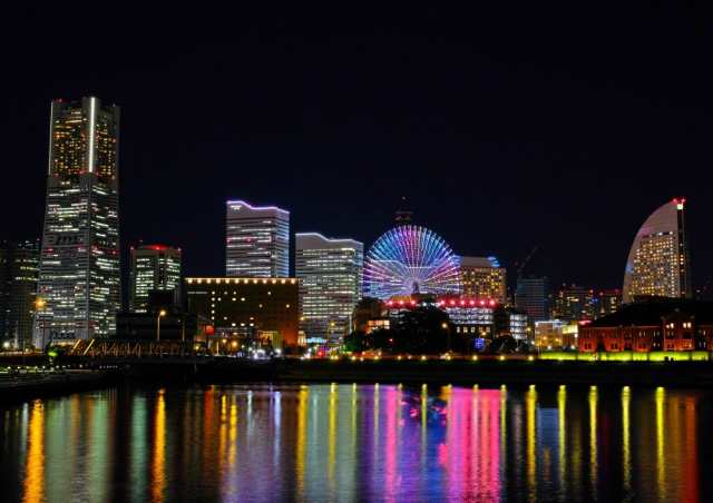 絵画風 壁紙ポスター 横浜 みなとみらい 夜景 Mm21 風景 都市景観100選