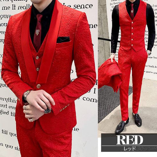 スーツ メンズ タキシードスーツ バラ柄 薔薇柄 スリムスーツ ホストスーツ 個性的 お兄系 衣装 結婚式 二次会 パーティー ホワイトスーの通販はau Pay マーケット Alleglo Crows