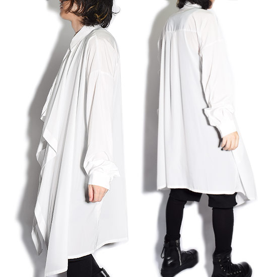 ロング丈シャツ メンズ ドレープシャツ カジュアルシャツ 長袖シャツ 変形 シャツコート V系 ビジュアル系 ストリート系 韓国 お兄系衣装の通販はau Pay マーケット Alleglo Crows