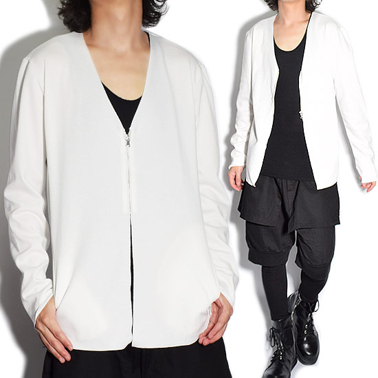 カーデ メンズ カットジャケット Zip 切りっ放し 変形 カットソー ホワイト 白 V系 ビジュアル系 ストリート系 韓国 お兄系 衣装の通販はau Pay マーケット Alleglo Crows