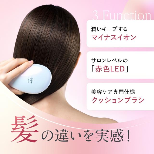WAVEWAVE EMS Brush Air mini EMSクッションブラシ ブラシ コンパクト 櫛 持ち運び 旅行 携帯 リフトケア 頭皮ケア 多機能ブラシ クッションブラシ マイクロカレント マイナスイオン バイブレーション LED 送料無料 ギフト 母の日_3