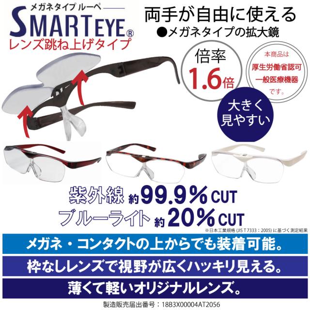 ルーペ メガネ 眼鏡 拡大鏡 1.6倍率 跳ね上げ オーバーグラス メガネ