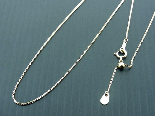 【1円スタート！】K18イエローゴールド スライド式 アジャスターチェーン 44cm アズキチェーン あずきチェーン 18金★長さ調整可能♪ | プラス5cm長く出来る K18⁄Pt850アジャスターチェーン