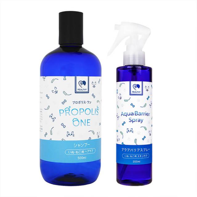 プロポリスワン・ペット用シャンプー 500ml 1本+ペルシー・アクアバリアスプレー 200ml 1本 ドクターズファーマシー スキンケア【到着日時・時間指定不可商品】【FTL国内出荷】 ペットケア